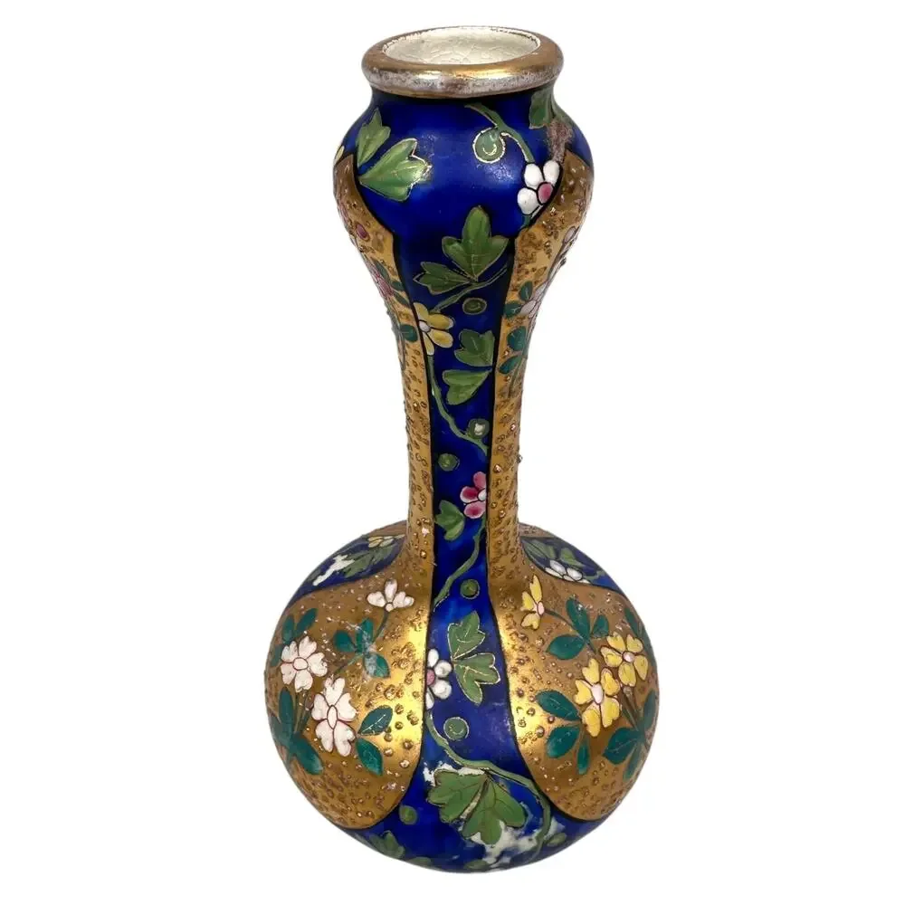 Antique Asian Moriage Slipware Ceramic‎ Vase 7